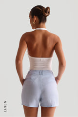 Sheveta The Ivy Linen Shorts - Celeste