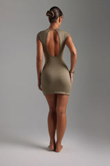 Sheveta Cap Sleeve Open-Back Mini Dress - Latte Taupe
