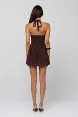 Sheveta Sutton Mini Dress in Brown Linen