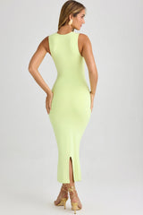 Square Neck Midi Dress in Matcha Green