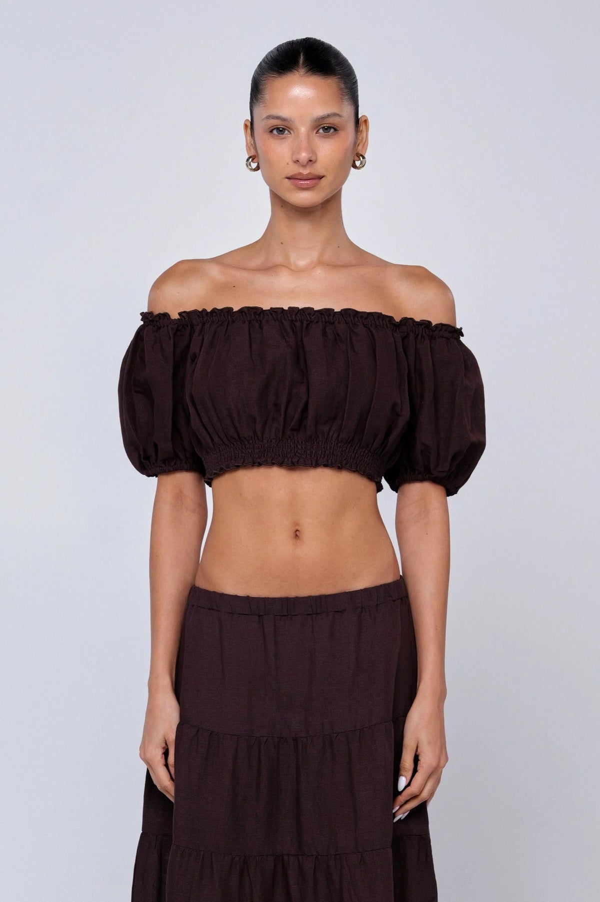 Sheveta Saige Top in Brown Linen