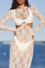 Sheveta Audrey Lace Dress in White Lace