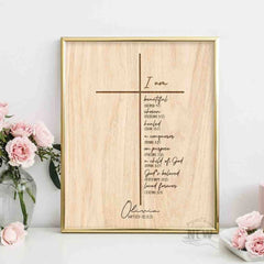 Cross Wood Background (I am)  - Custom Poster