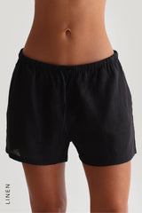Sheveta Heritage Linen Shorts - Black