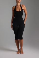 Sheveta Capri Halter Jumpsuit - Black