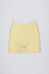 Soft Active Wrapover Contrast Mini Shorts in Soft Yellow
