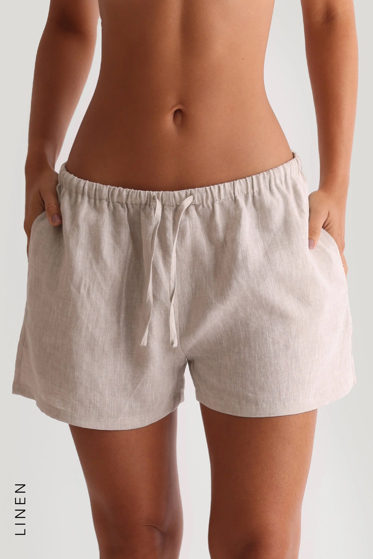 Sheveta Heritage Linen Shorts - Sand