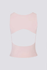 Soft Active Boat-Neck Open-Back Tank Top in Ballet Pink