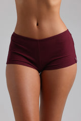 Sheveta Classic Micro-Ribbed Mini Shorts - Black Cherry