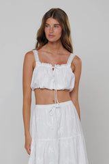 Sheveta Jo Top in White Embroidered Cotton