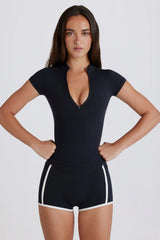 Soft Active Quarter-Zip Top in Black