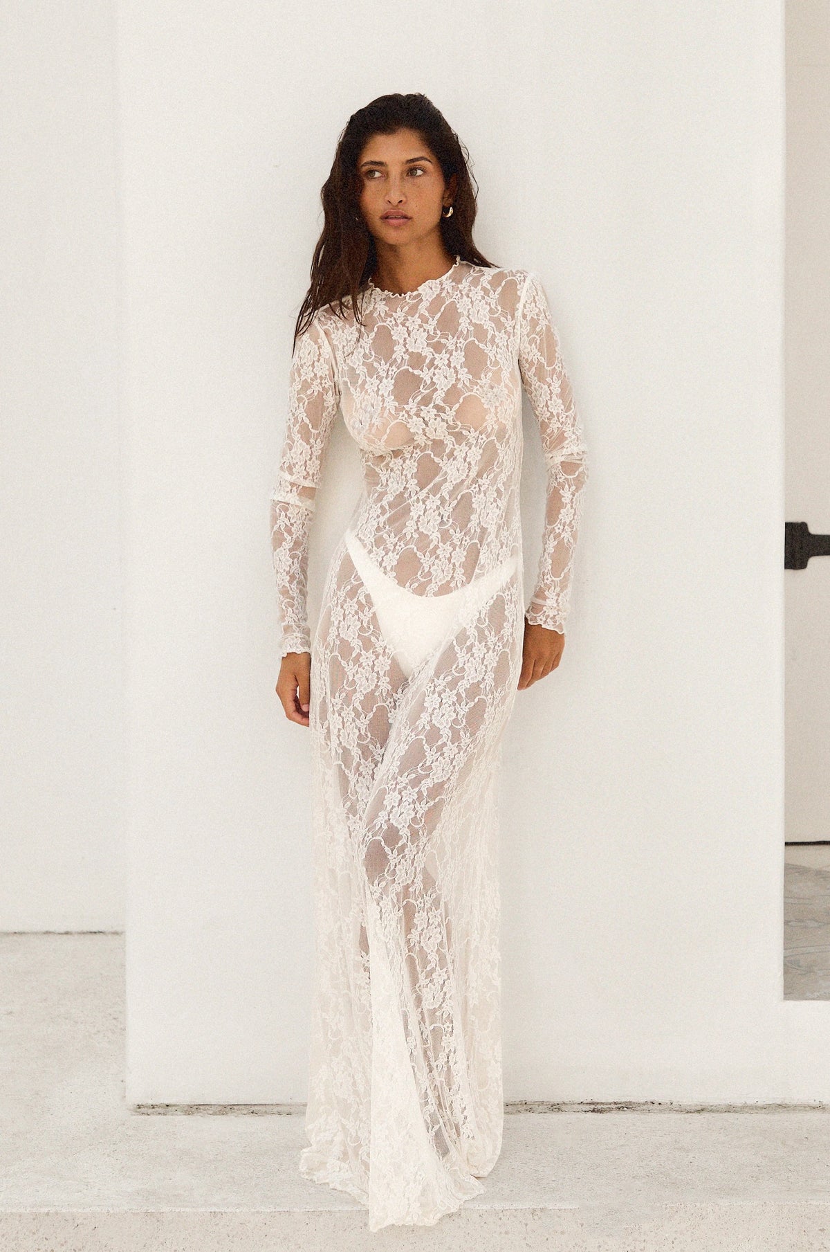 Sheveta Lyon Lace Dress in White Lace