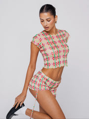 Sheveta Baby Tee Mesh in Plaid