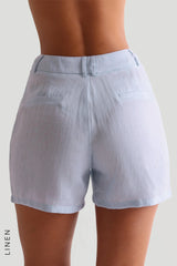 Sheveta The Ivy Linen Shorts - Celeste