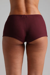 Sheveta Classic Micro-Ribbed Mini Shorts - Black Cherry
