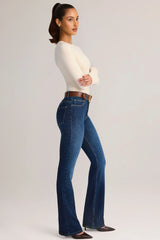 Mid-Rise Flared Jeans in Indigo