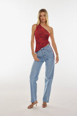 Sheveta Crystal Top in Red Currant