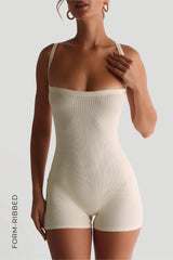 Sheveta Form-Ribbed Cross-Back Romper - Whipped