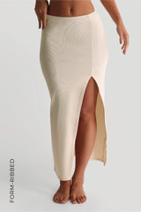 Sheveta Form-Ribbed Slit Maxi Skirt - Whipped
