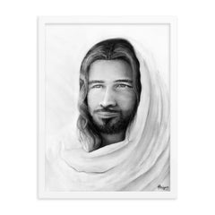 Prince of Peace (Black and White) (Isaiah 9:6) - Framed poster