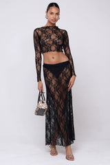 Sheveta Sarah Skirt in Black Lace