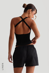 Sheveta Heritage Linen Shorts - Black