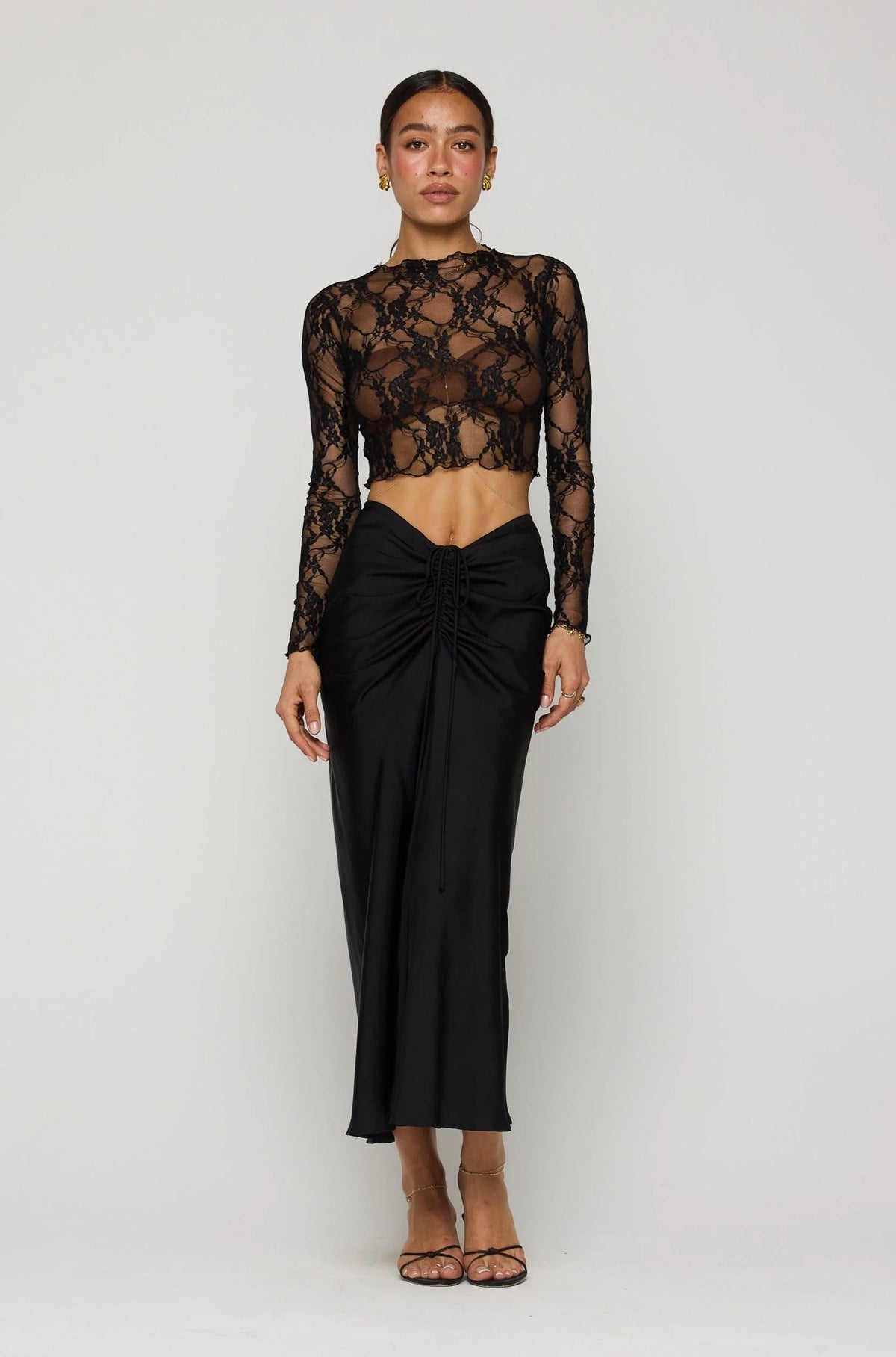 Sheveta Ida Lace Top in Black