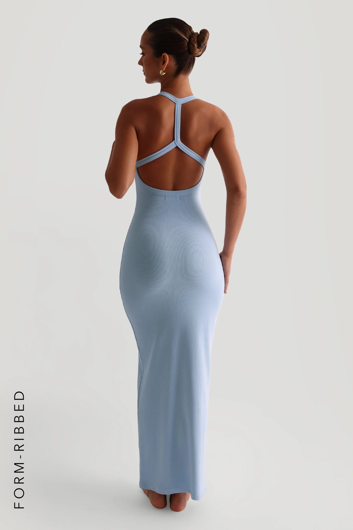 Sheveta Form-Ribbed Split-Back Maxi Dress - Celeste