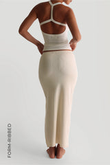 Sheveta Form-Ribbed Slit Maxi Skirt - Whipped