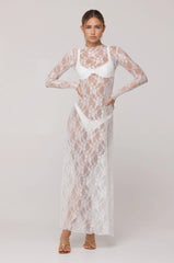 Sheveta Lyon Lace Dress in White Lace