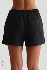 Sheveta Heritage Linen Shorts - Black