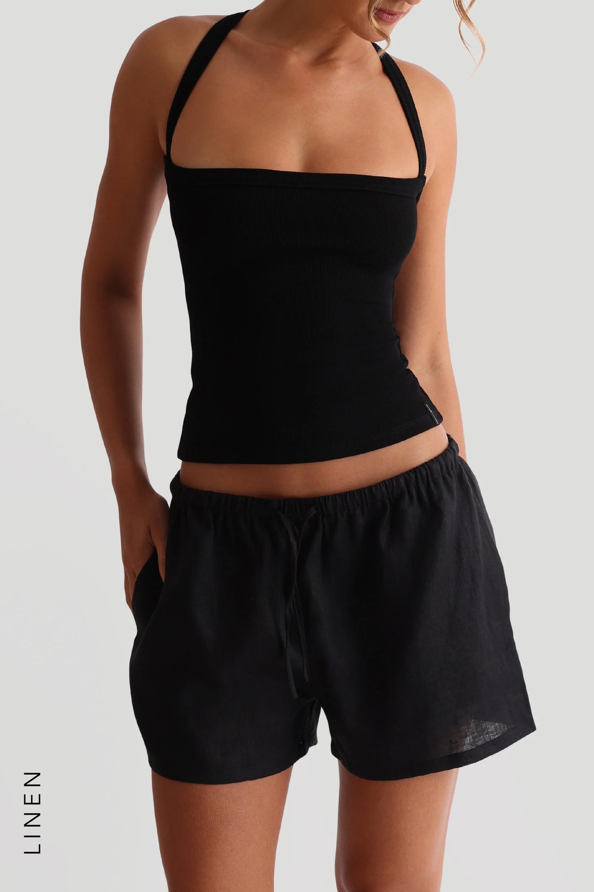Sheveta Heritage Linen Shorts - Black