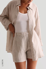 Sheveta The Ivy Linen Shorts - Sand