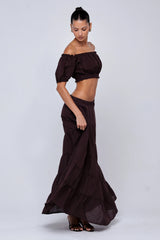 Sheveta Saige Top in Brown Linen