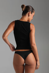 Sheveta Essential Form-Ribbed Tank Top - Black