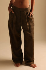 Sheveta The Ivy Wide-Leg Linen Trousers - Terra