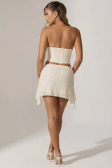 Embellished Draped Corset Top in White