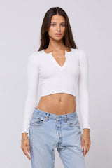Sheveta Henley Rib in White
