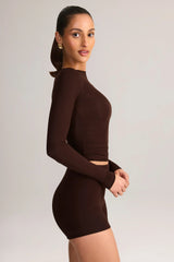 Modal High-Rise Mini Shorts in Chocolate Brown