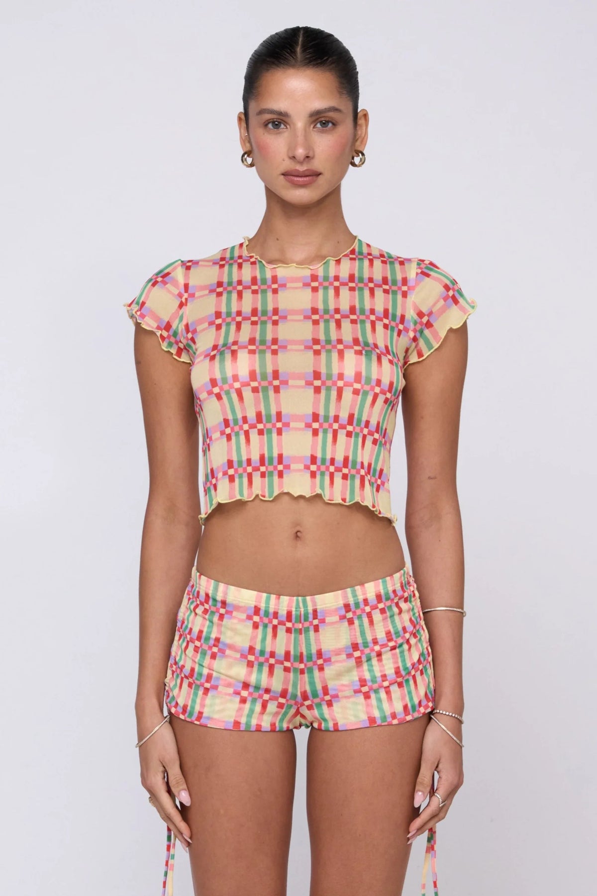 Sheveta Baby Tee Mesh in Plaid