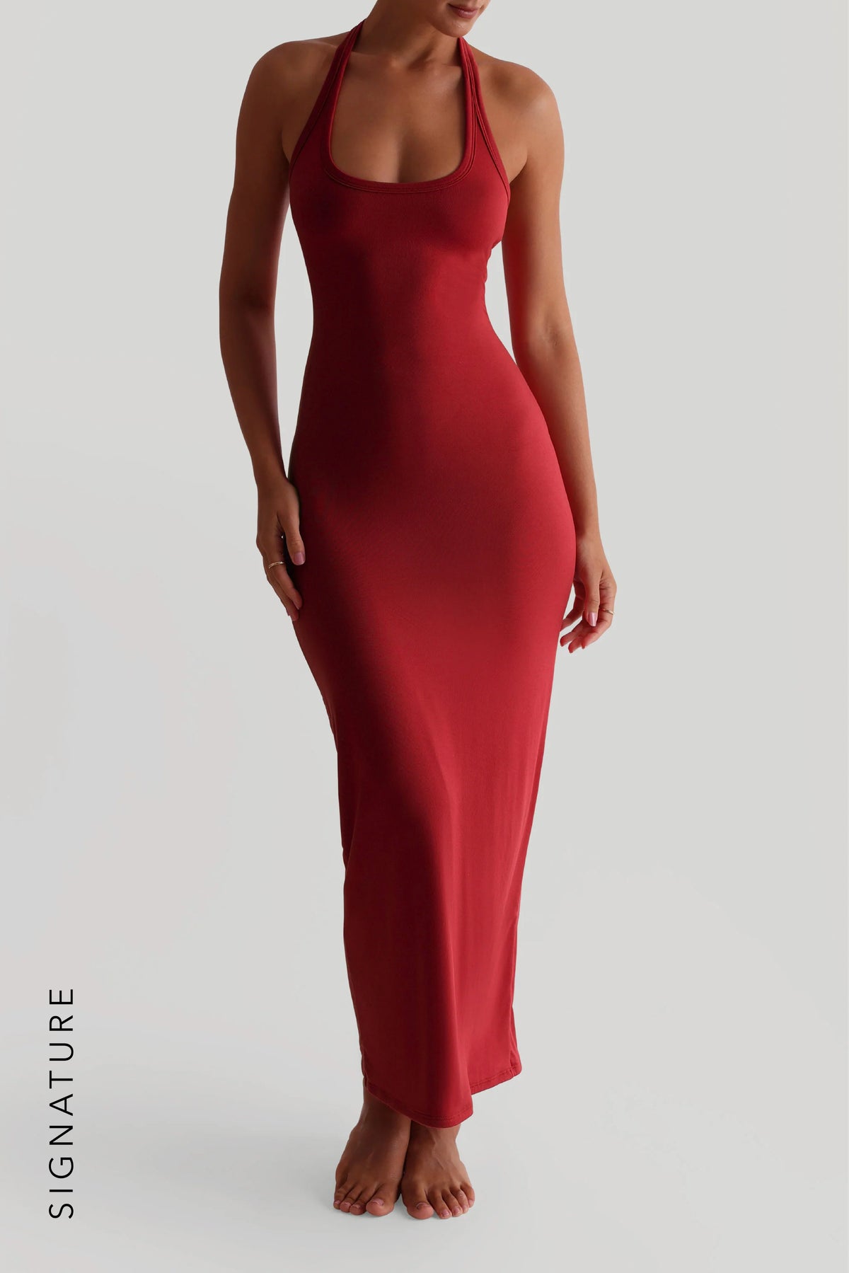 Sheveta The Halter Maxi Dress - Pomegranate