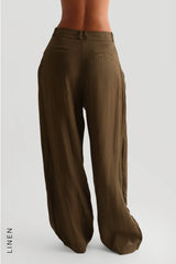 Sheveta The Ivy Wide-Leg Linen Trousers - Terra