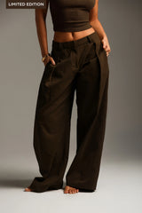 Sheveta The Meridian Wide-Leg Trousers - Brown Sugar