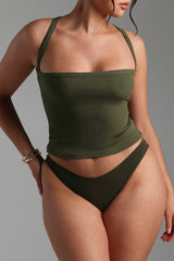 Sheveta Form-Ribbed Cross-Back Tank Top - Cypress