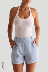 Sheveta The Ivy Linen Shorts - Celeste