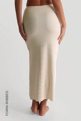 Sheveta Form-Ribbed Slit Maxi Skirt - Whipped